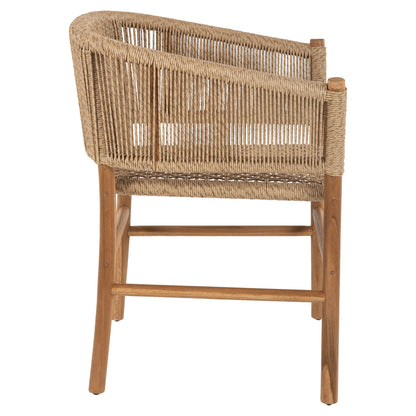 Armchair Irvine Hm9822 Teak Wood-synthetic Rope In Natural Color 64x56x76hcm.