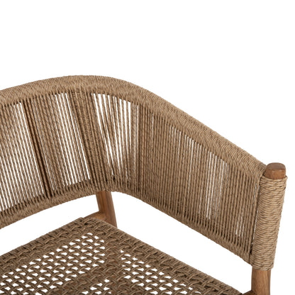 Armchair Irvine Hm9822 Teak Wood-synthetic Rope In Natural Color 64x56x76hcm.