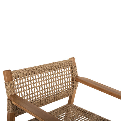 Armchair Narley Hm9824 Teak Wood-synthetic Rope In Natural Color 60.5x52x76hcm.