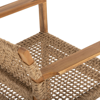 Armchair Narley Hm9824 Teak Wood-synthetic Rope In Natural Color 60.5x52x76hcm.