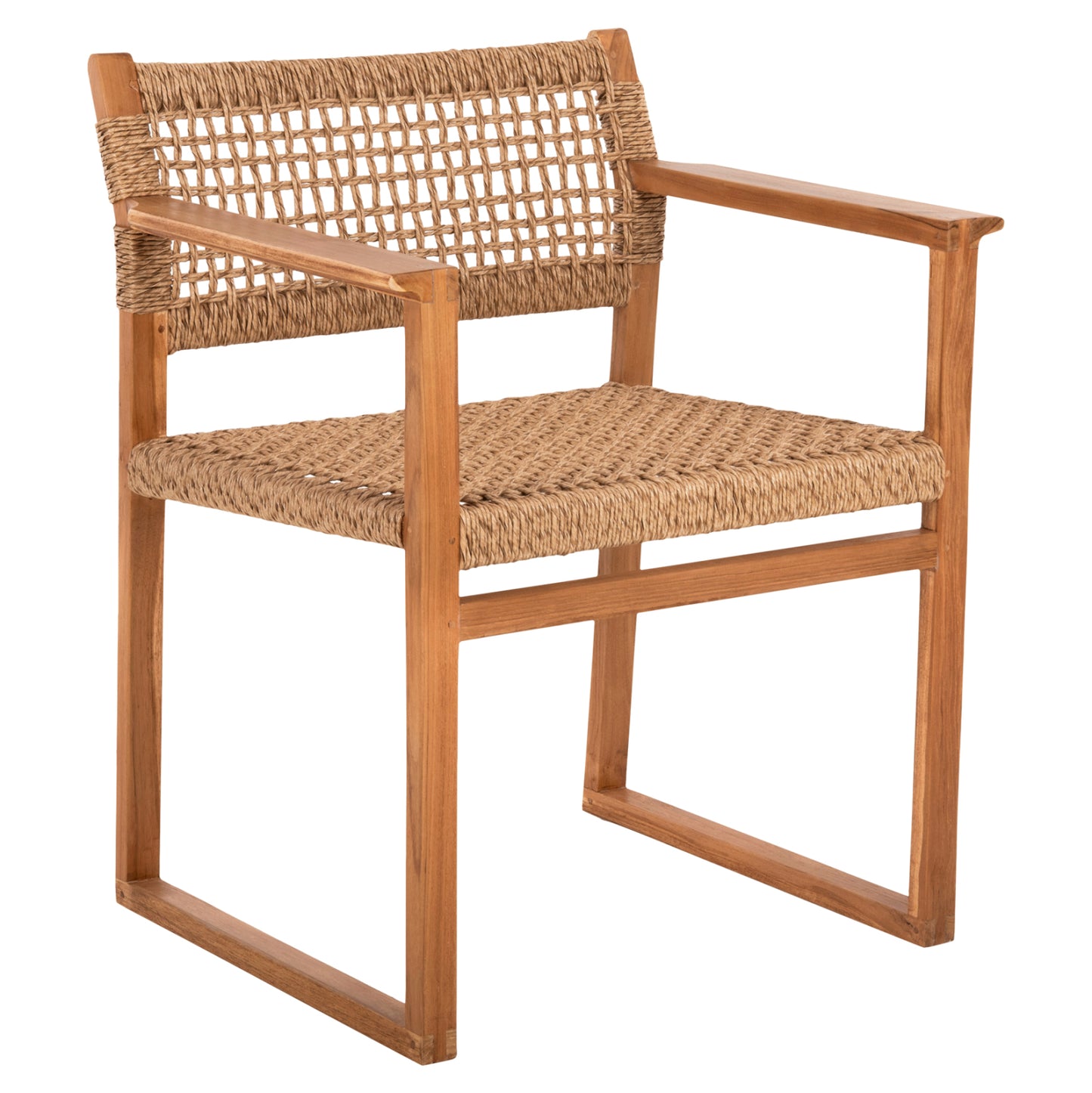 Armchair Narley Hm9824 Teak Wood-synthetic Rope In Natural Color 60.5x52x76hcm.