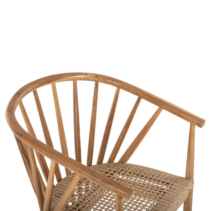 Armchair Permaine Hm9825 Teak Wood-synthetic Rope In Natural Color 57.5x59.5x82hcm.