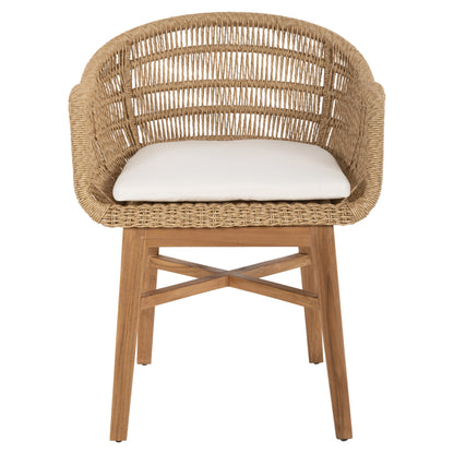 Armchair Lamora Hm9826 Teak Wood-synthetic Rope-cushion 58.5x58.5x76hcm.