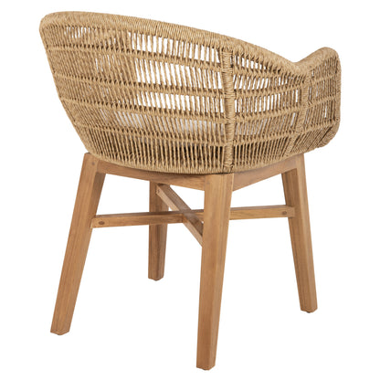 Armchair Lamora Hm9826 Teak Wood-synthetic Rope-cushion 58.5x58.5x76hcm.