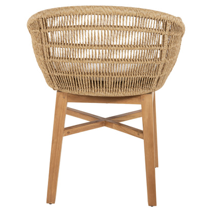 Armchair Lamora Hm9826 Teak Wood-synthetic Rope-cushion 58.5x58.5x76hcm.