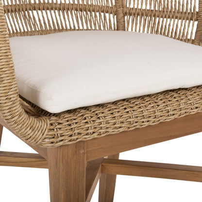 Armchair Lamora Hm9826 Teak Wood-synthetic Rope-cushion 58.5x58.5x76hcm.