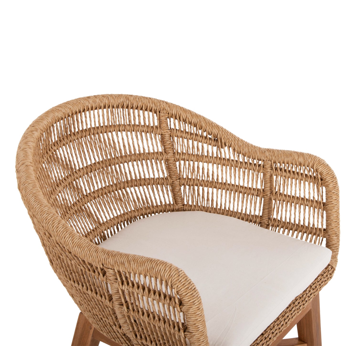 Armchair Lamora Hm9826 Teak Wood-synthetic Rope-cushion 58.5x58.5x76hcm.