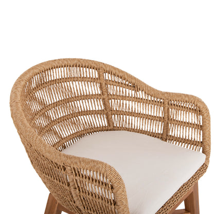 Armchair Lamora Hm9826 Teak Wood-synthetic Rope-cushion 58.5x58.5x76hcm.