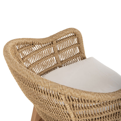 Armchair Lamora Hm9826 Teak Wood-synthetic Rope-cushion 58.5x58.5x76hcm.