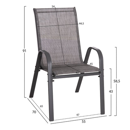 Outdoor Armchair Leon Hm5000.41 Grey Metal Frame & Textilene-4pcs Set- 55x70x91hcm.