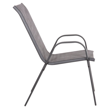 Outdoor Armchair Leon Hm5000.41 Grey Metal Frame & Textilene-4pcs Set- 55x70x91hcm.