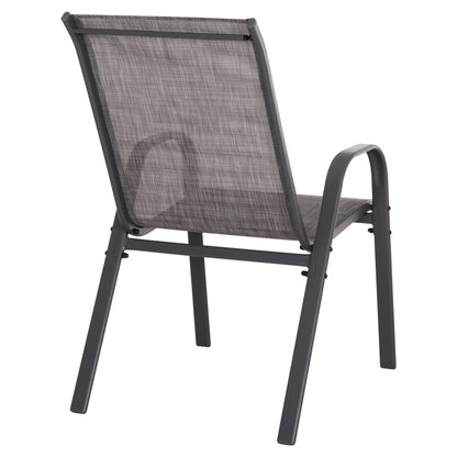 Outdoor Armchair Leon Hm5000.41 Grey Metal Frame & Textilene-4pcs Set- 55x70x91hcm.