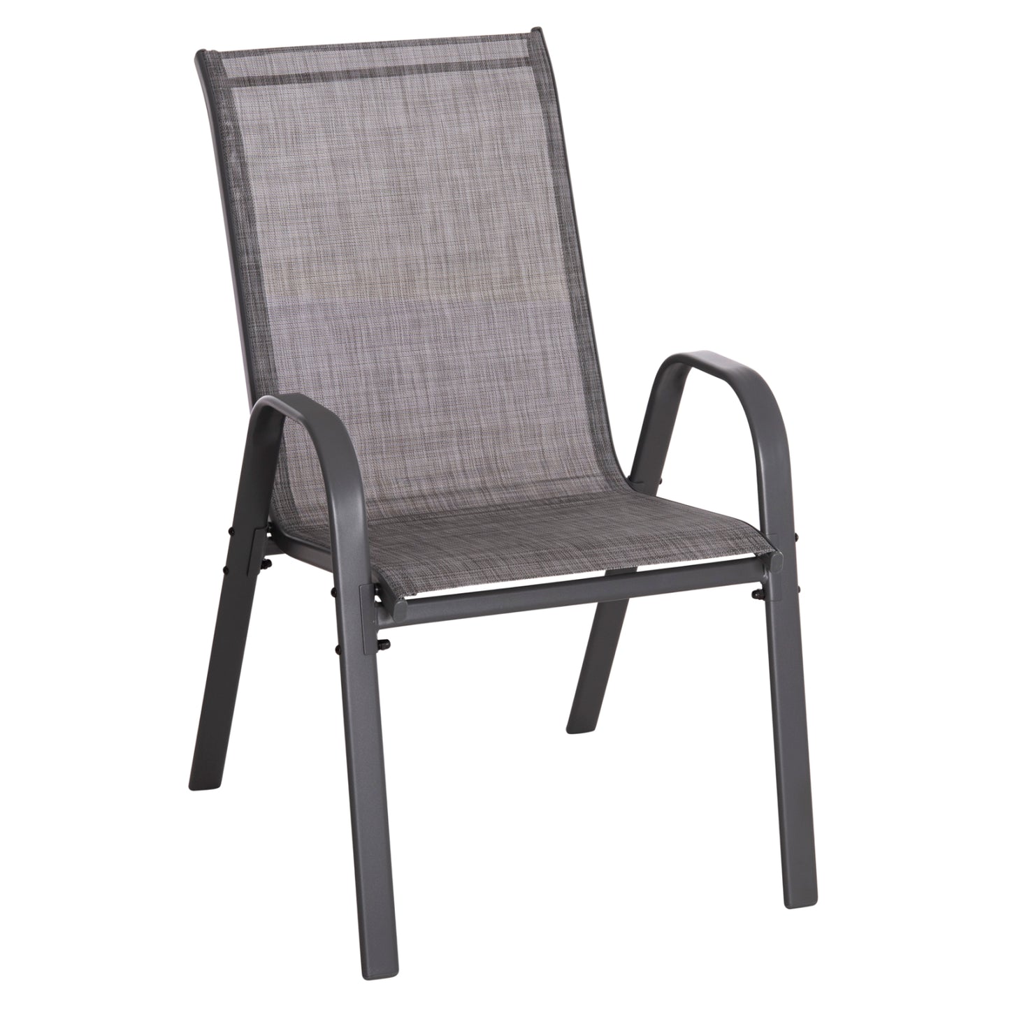 Outdoor Armchair Leon Hm5000.41 Grey Metal Frame & Textilene-4pcs Set- 55x70x91hcm.
