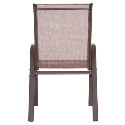 Outdoor Armchair Leon Hm5000.42 Brown Metal Frame & Textilene-4pcs Set- 55x70x91hcm.