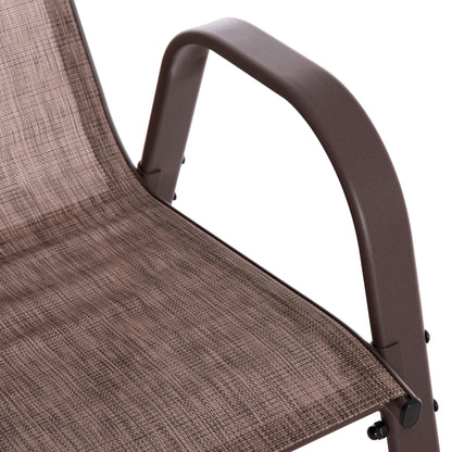 Outdoor Armchair Leon Hm5000.42 Brown Metal Frame & Textilene-4pcs Set- 55x70x91hcm.