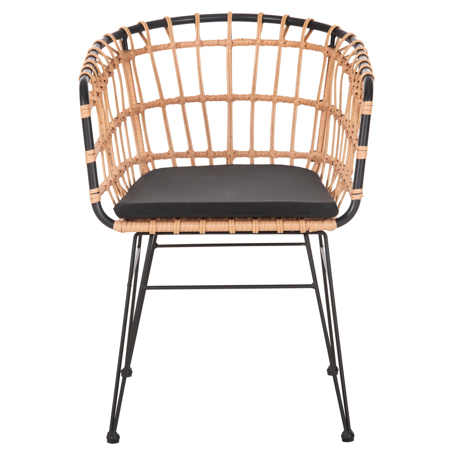 Armchair Outdoor Allegra Hm5456.11 Metal&cushion Black-wicker Beige 58x61x81hcm.