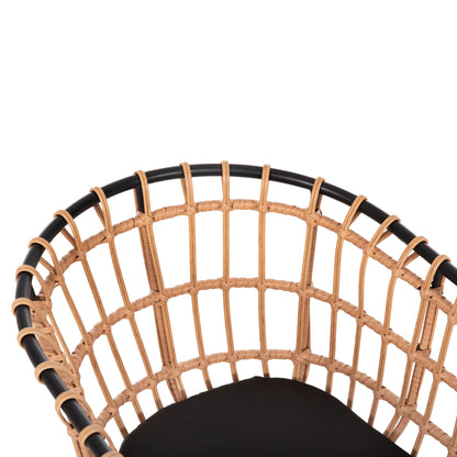 Armchair Outdoor Allegra Hm5456.11 Metal&cushion Black-wicker Beige 58x61x81hcm.