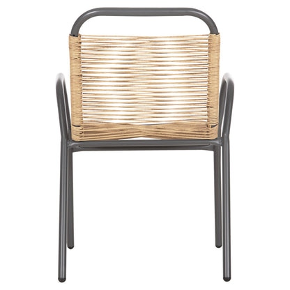 Outdoor Armchair Avril Hm5968.02 Metal In Grey-synthetic Rattan In Natural 54.5x56x78h