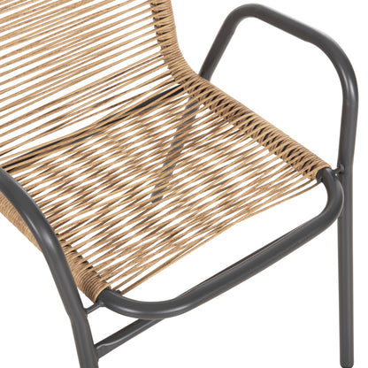 Outdoor Armchair Avril Hm5968.02 Metal In Grey-synthetic Rattan In Natural 54.5x56x78h