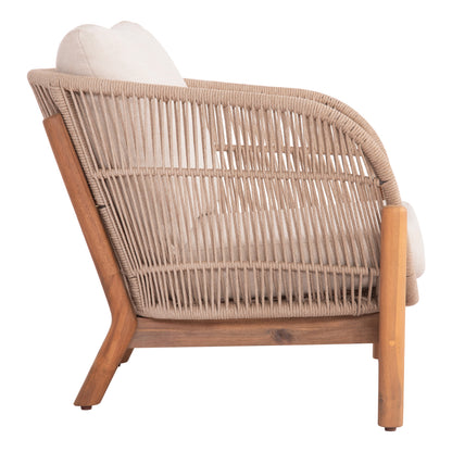 Outdoor Lounge Armchair Sanji Hm6221 Acacia Wood-aluminum-rope 88x78x68-75hcm.