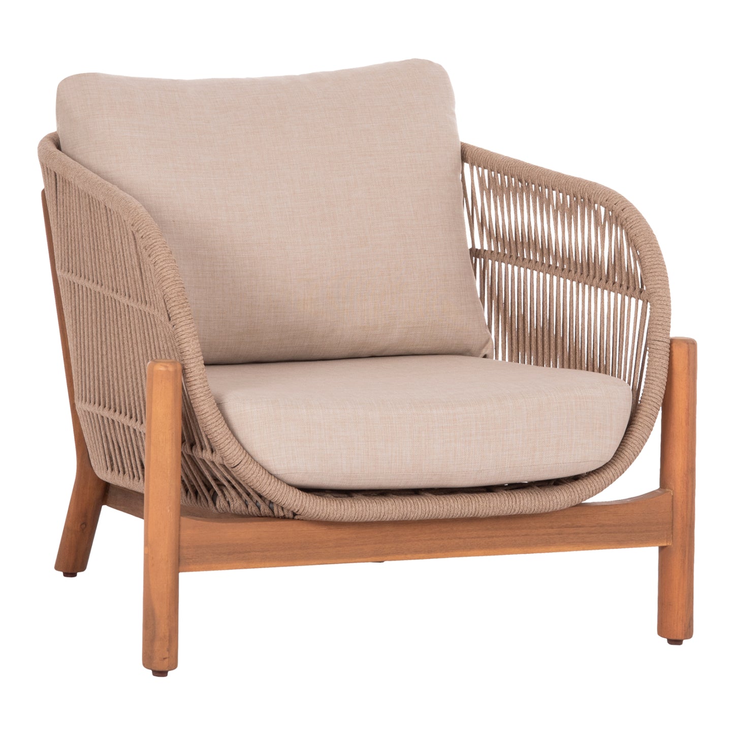 Outdoor Lounge Armchair Sanji Hm6221 Acacia Wood-aluminum-rope 88x78x68-75hcm.