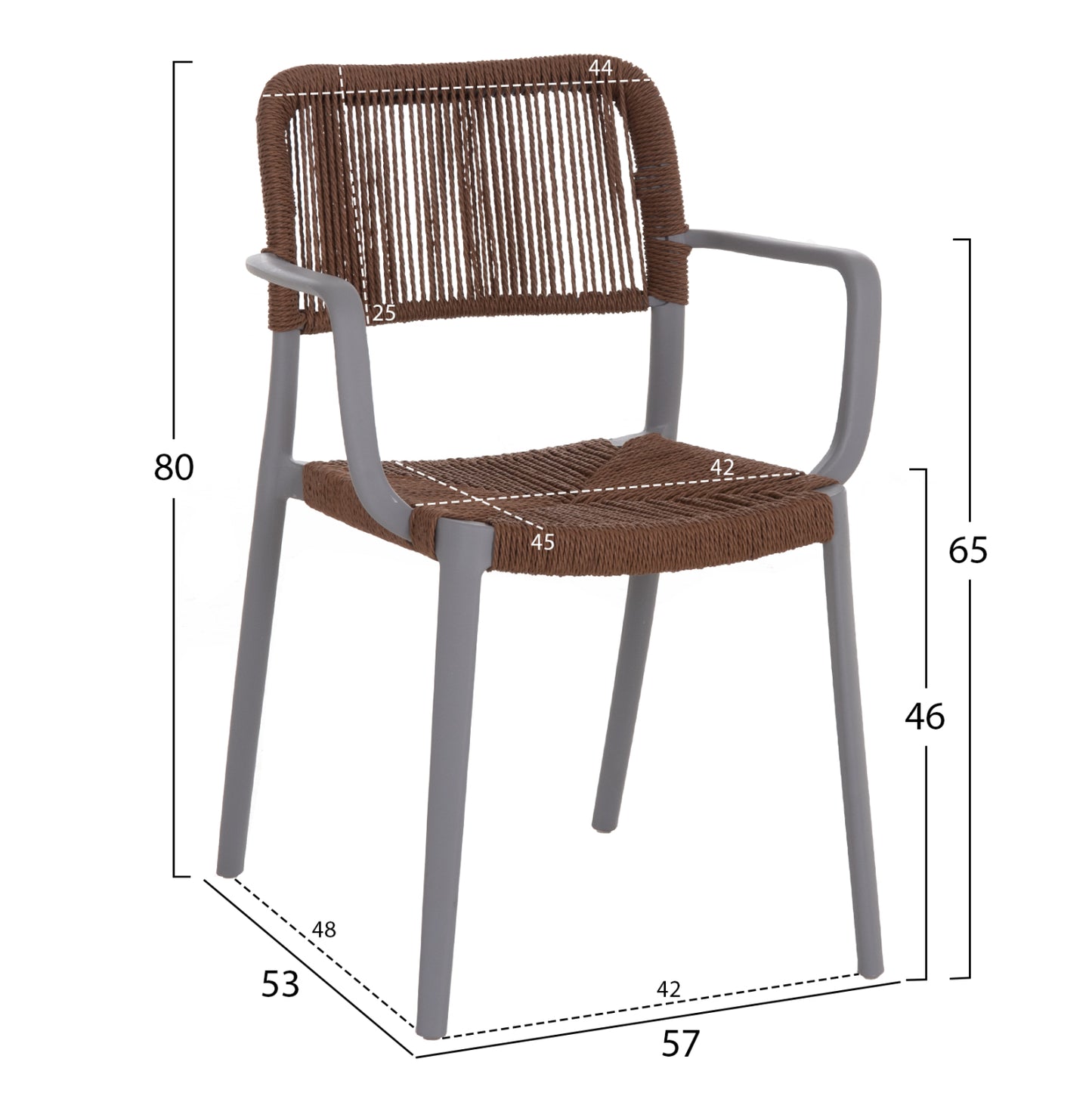 Outdoor Dining Chair Strider Hm6391.03 Grey Polypropylene--brown Rope 57x53x80hcm.