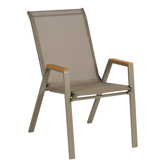 Outdoor Armchair Leone Hm6429.04 Metal Frame & Textilene In Champagne Color 55x68x90hcm.