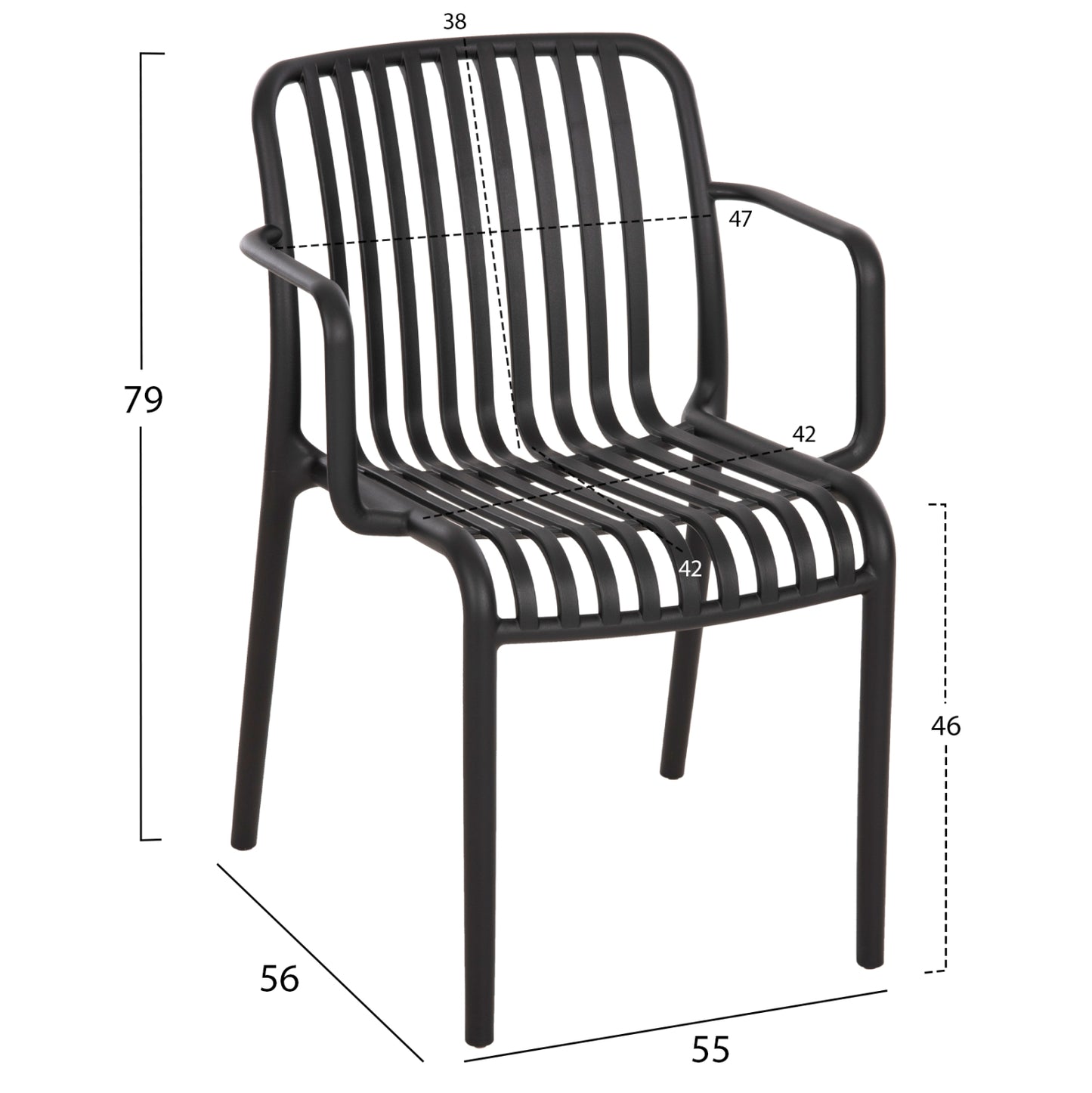 Armchair Outdoor Convee Hm6105.02 Polypropylene In Black 55x56x79h Cm.