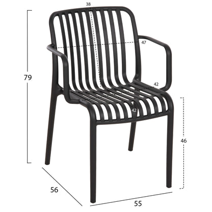 Armchair Outdoor Convee Hm6105.02 Polypropylene In Black 55x56x79h Cm.