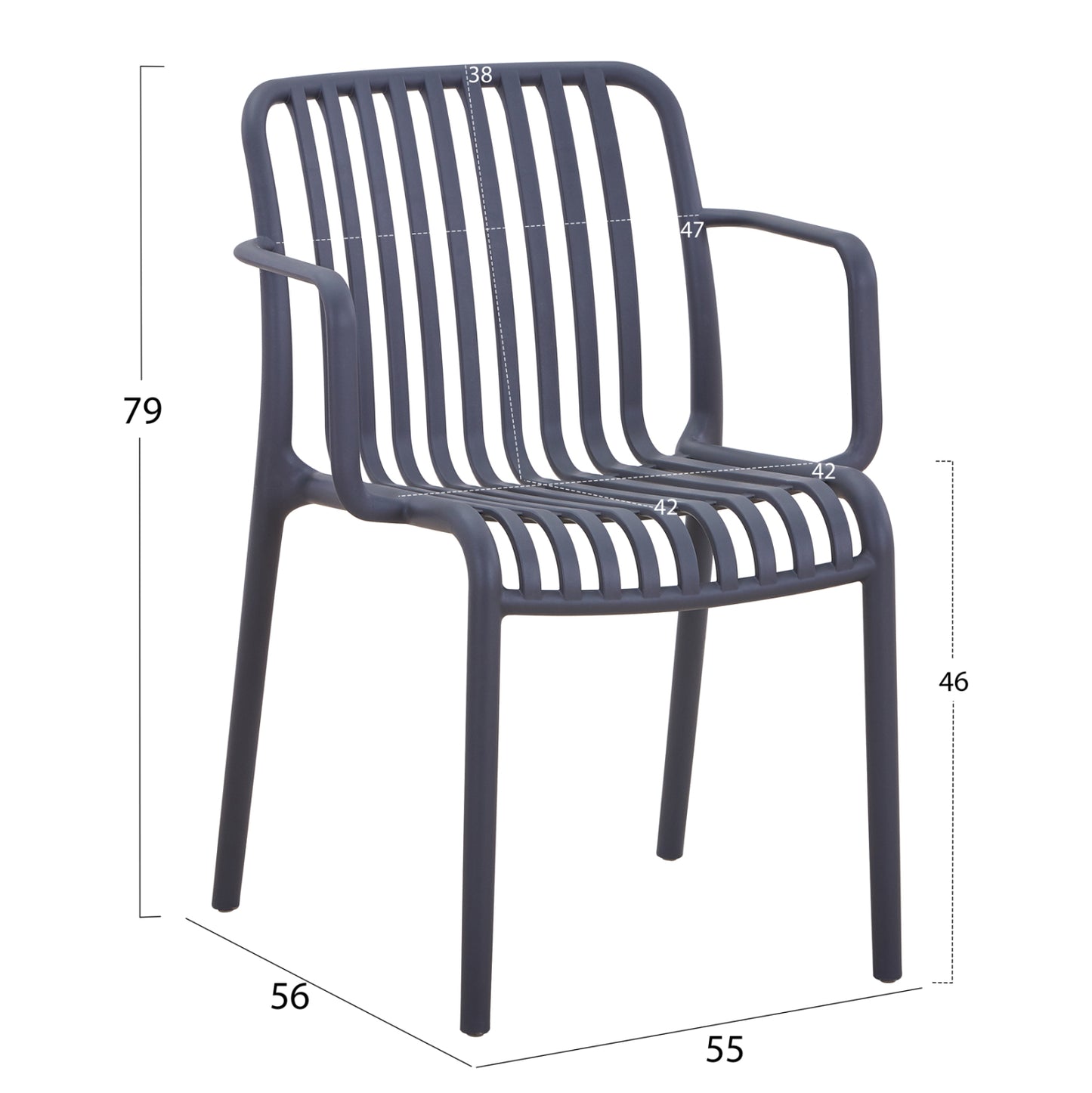 Armchair Outdoor Convee Hm6105.03 Polypropylene In Grey 55x56x79h Cm.