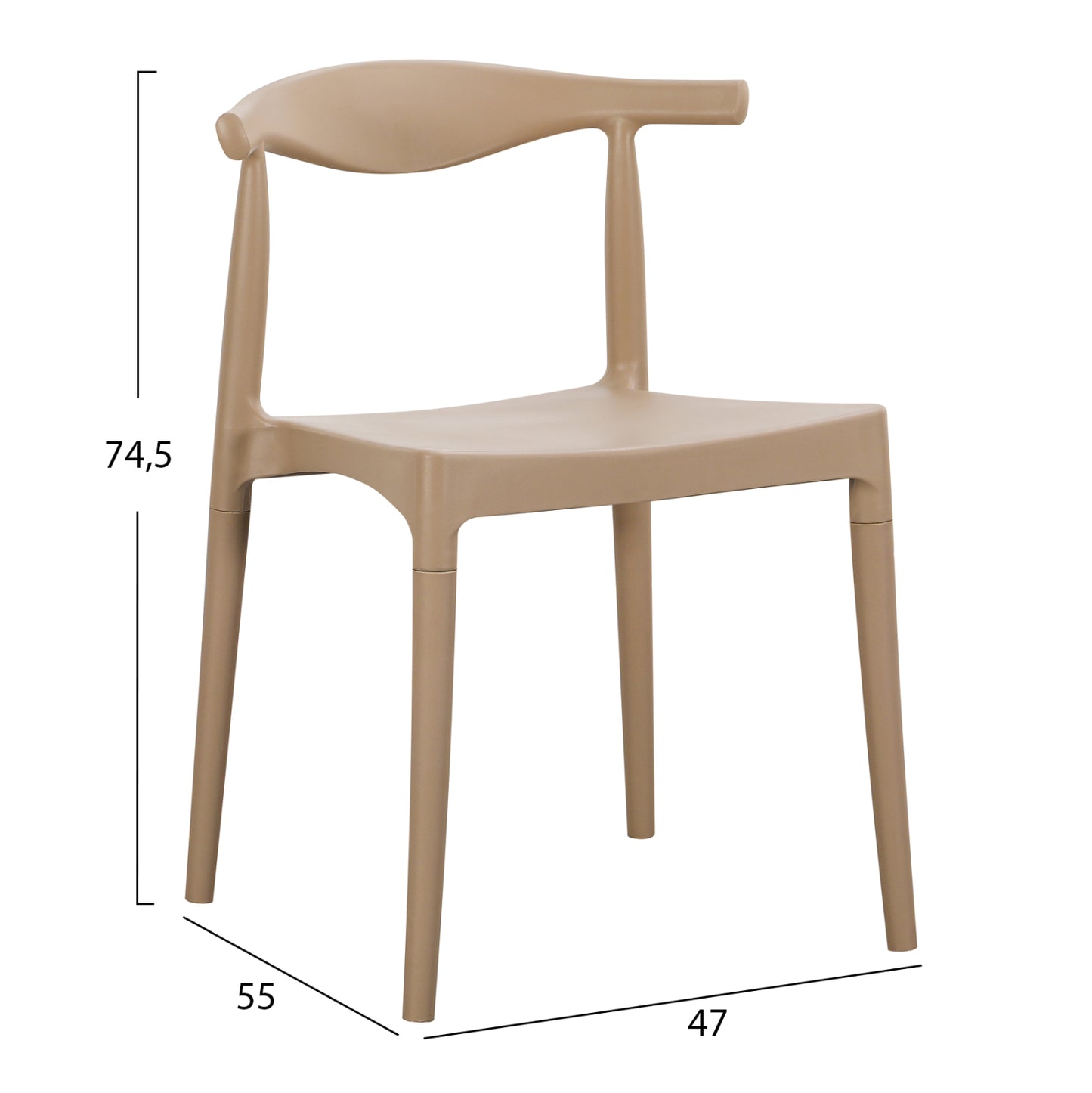 Outdoor Dining Chair Alor Hm6624.04 Polypropylene In Cappuccino 47x55x74.5hcm.