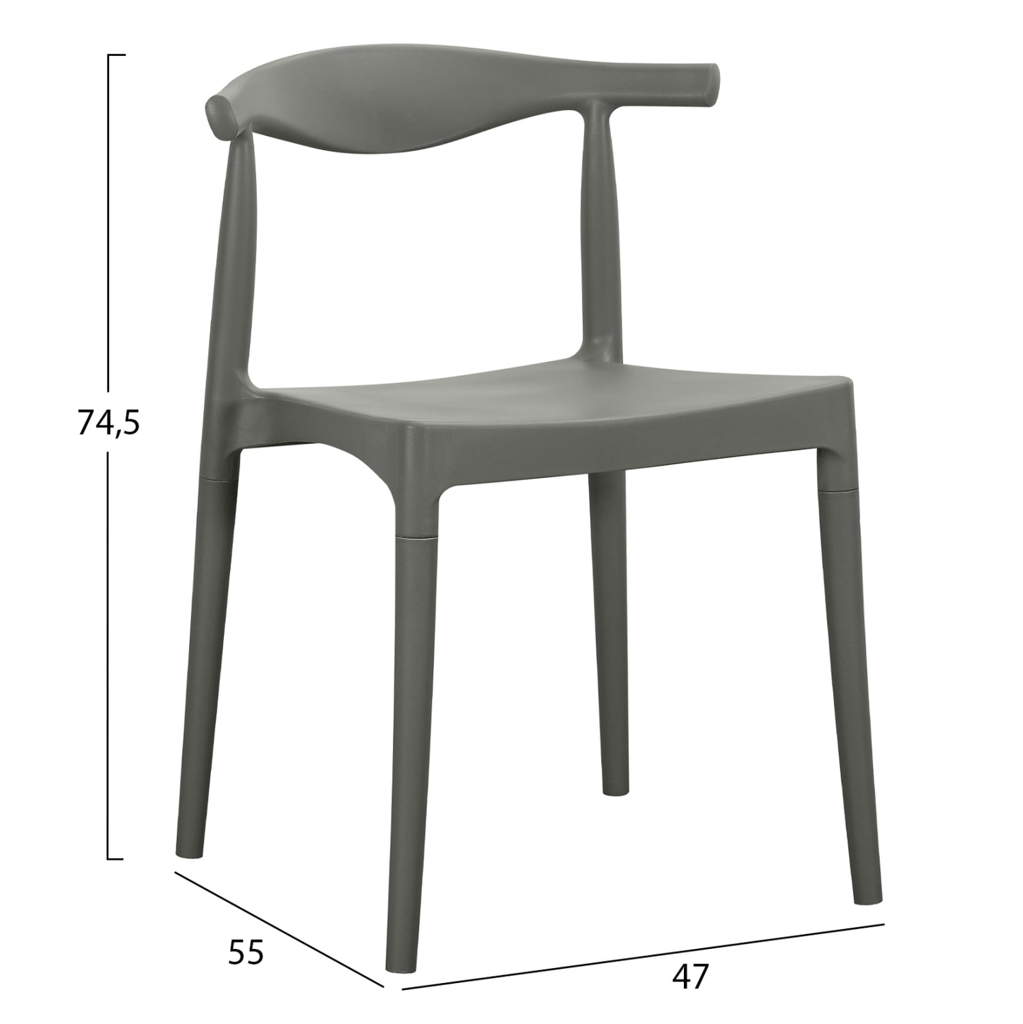 Outdoor Dining Chair Alor Hm6624.05 Polypropylene In Olive Green 47x55x74.5hcm.