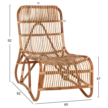 Outdoor Armchair Bronny Hm9644.01 Rattan In Natural Color 60x82x92hcm.