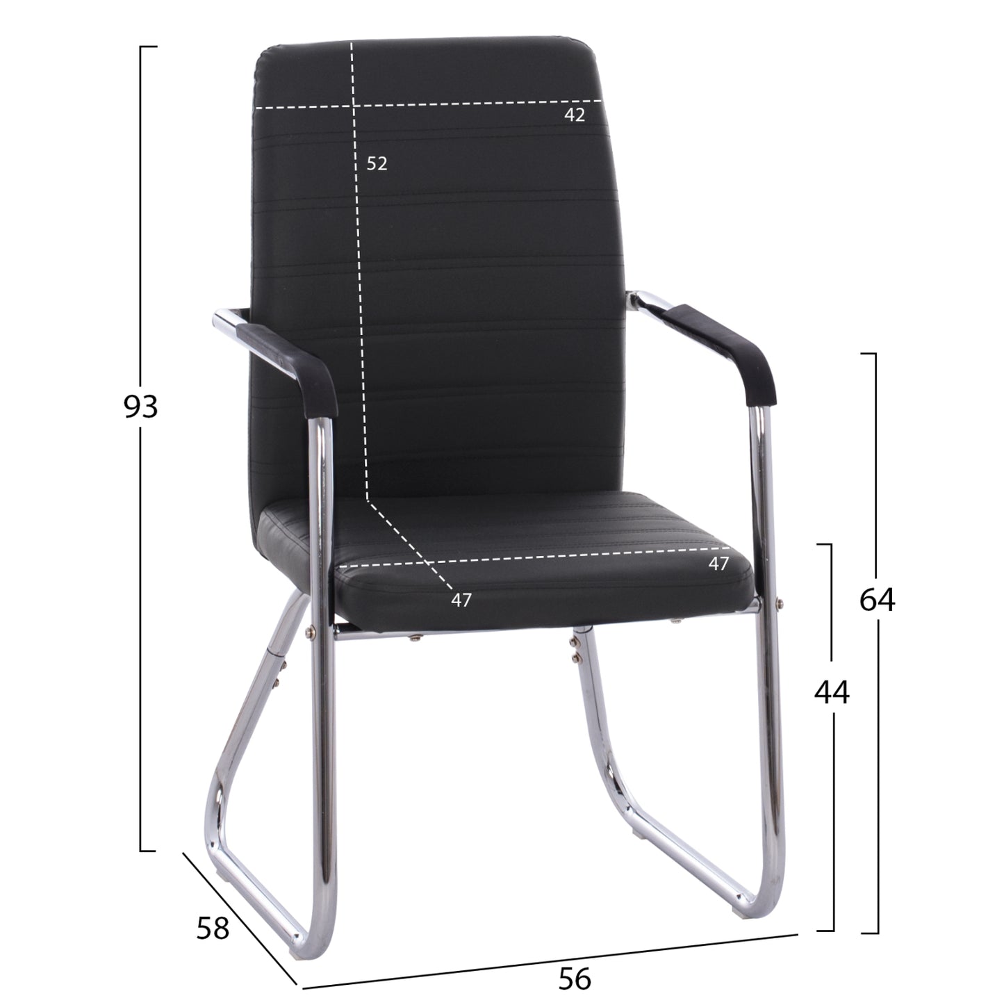 Conference Chair Hm1021.01 With Arms And Black Pu 54x60x94 Cm