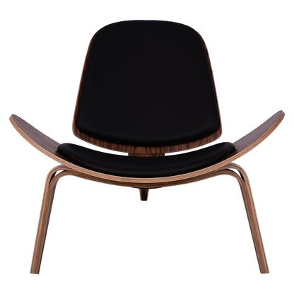 Armchair Superior Plus Hm1128.01 Walnut Color With Black Cushion Pu 89x83x76h Cm