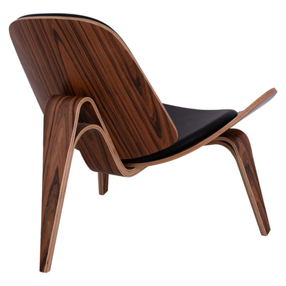 Armchair Superior Plus Hm1128.01 Walnut Color With Black Cushion Pu 89x83x76h Cm