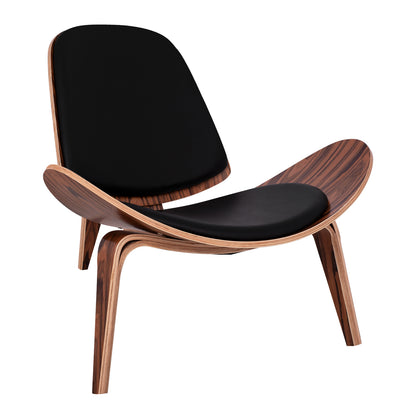 Armchair Superior Plus Hm1128.01 Walnut Color With Black Cushion Pu 89x83x76h Cm