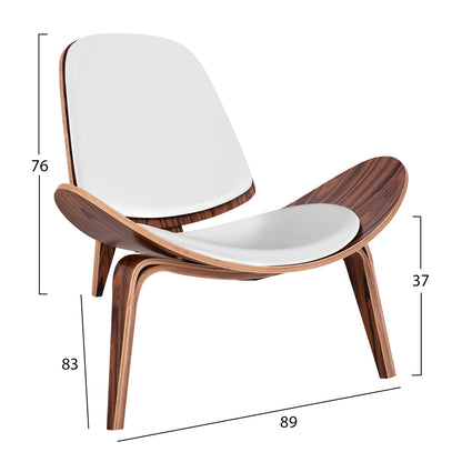 Hm1128.13 Armchair Superior Plus., Walnut Colored Frame, White Cushions