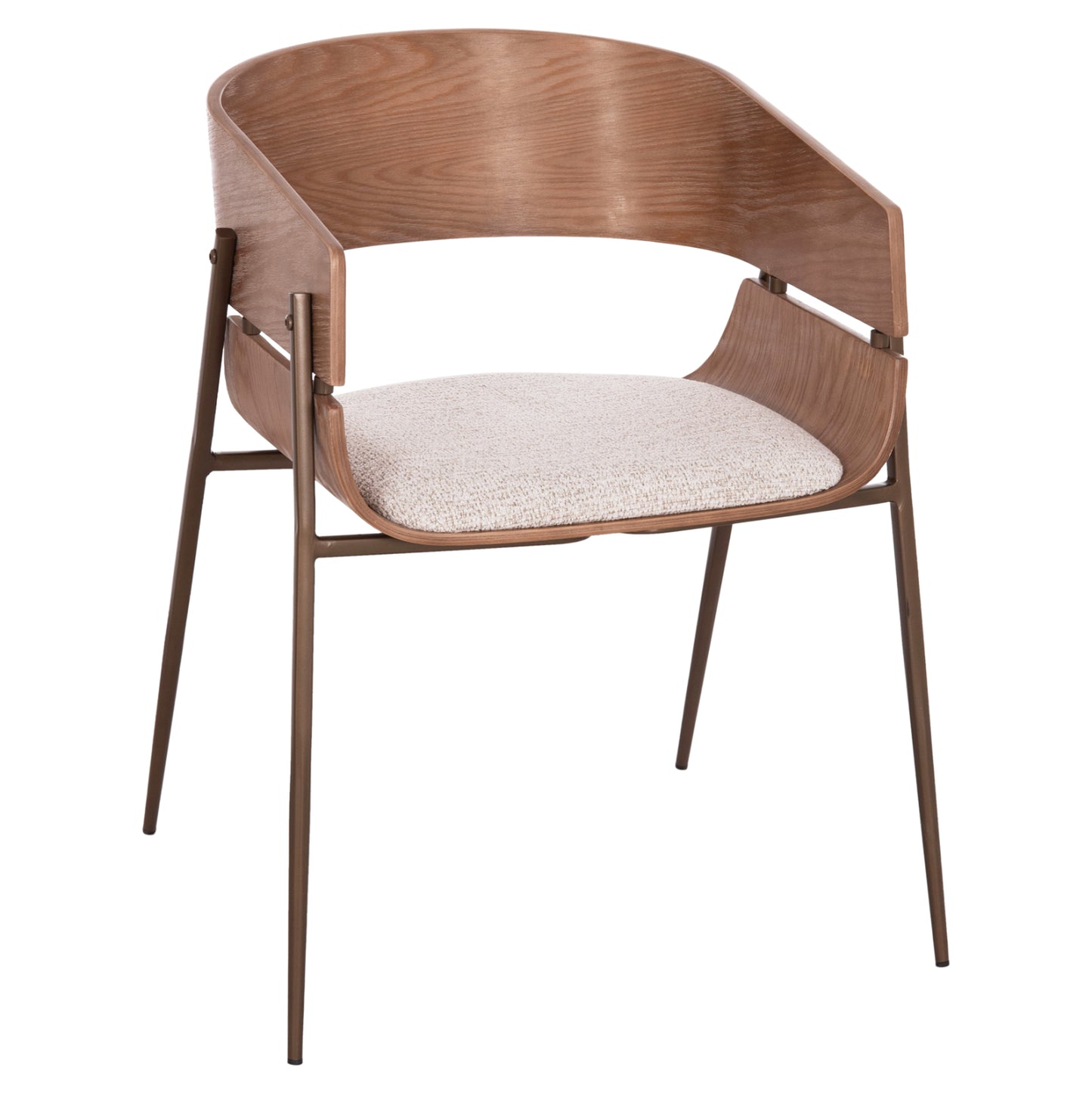 Dining Armchair Krill Hm18254.01 Plywood In Whitewash--meta Legs In Copper Color 55.5x55x72hcm.
