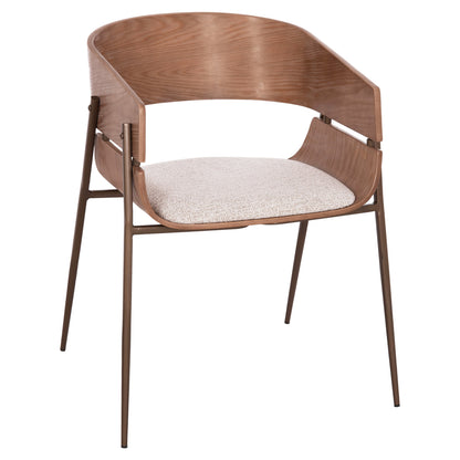 Dining Armchair Krill Hm18254.01 Plywood In Whitewash--meta Legs In Copper Color 55.5x55x72hcm.