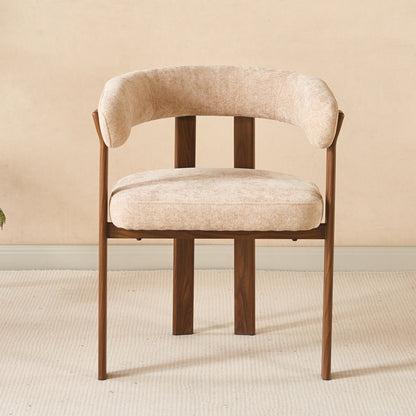 Dining Chair Shemi Hm18476.01 Beige Velvet--metal Legs In Walnut 65x56x79hcm.