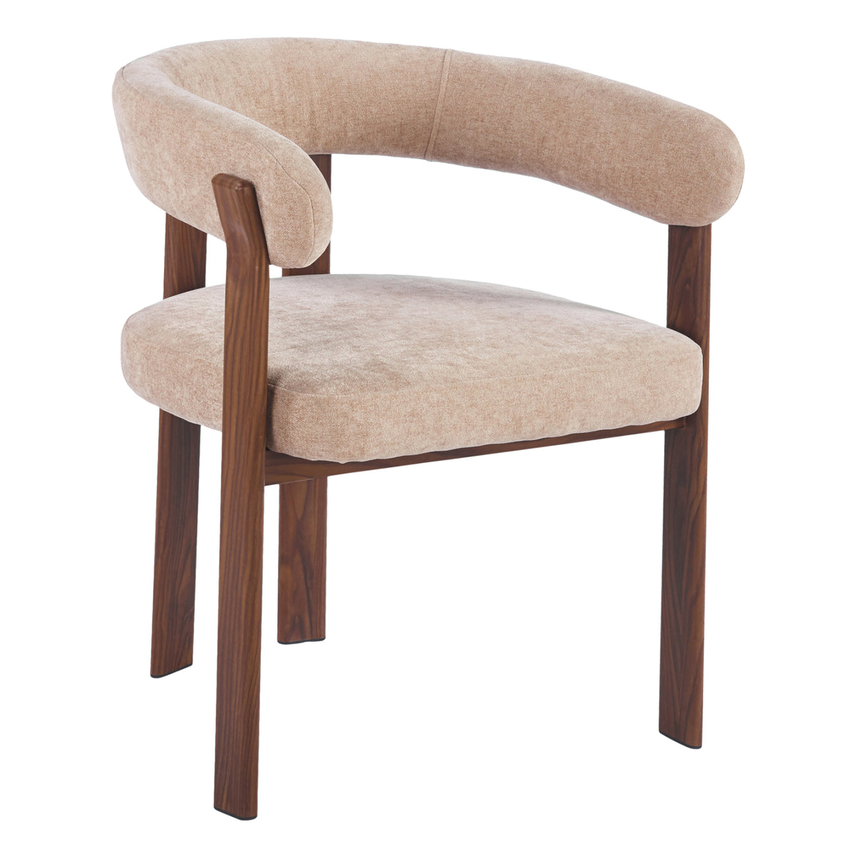 Dining Chair Shemi Hm18476.01 Beige Velvet--metal Legs In Walnut 65x56x79hcm.