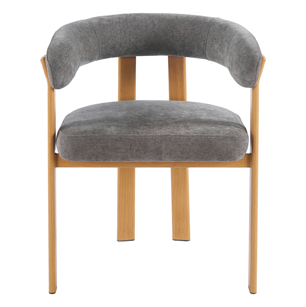 Dining Chair Shemi Hm18476.02 Grey Velvet--metal Legs In Natural Wood Look 65x56x79hcm.