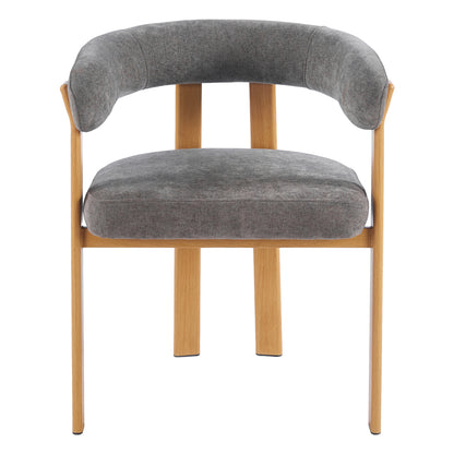 Dining Chair Shemi Hm18476.02 Grey Velvet--metal Legs In Natural Wood Look 65x56x79hcm.