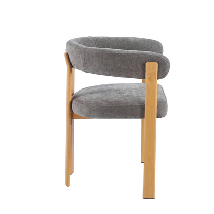 Dining Chair Shemi Hm18476.02 Grey Velvet--metal Legs In Natural Wood Look 65x56x79hcm.