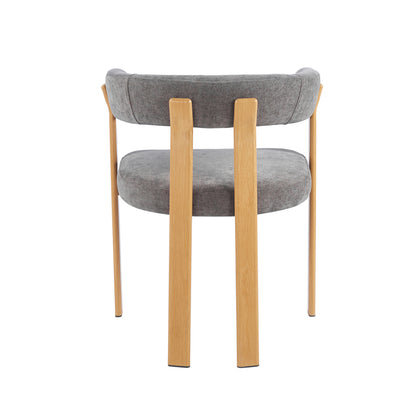 Dining Chair Shemi Hm18476.02 Grey Velvet--metal Legs In Natural Wood Look 65x56x79hcm.