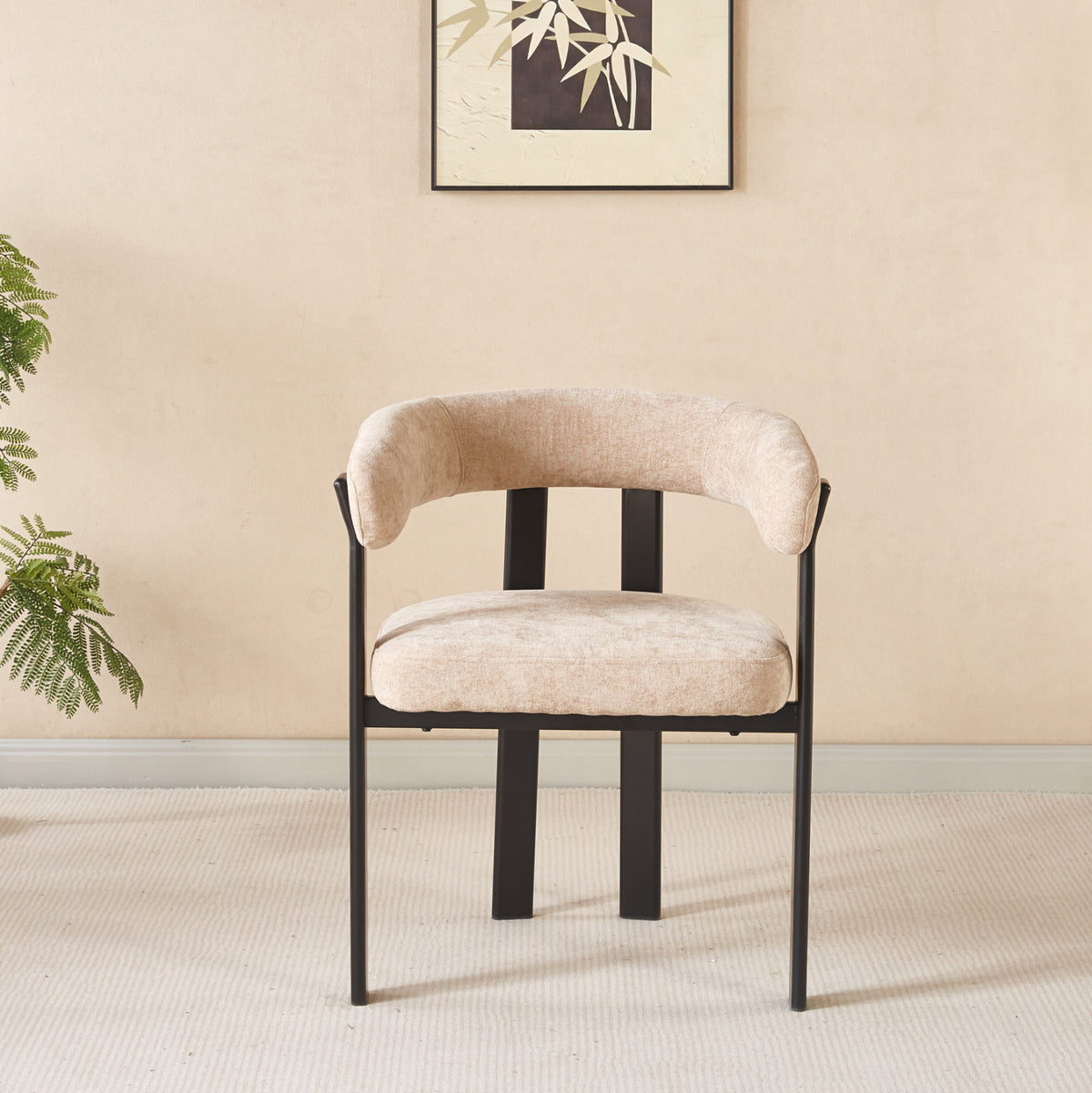 Dining Chair Shemi Hm18476.11 Brown Velvet--metal Legs In Black 65x56x79hcm.