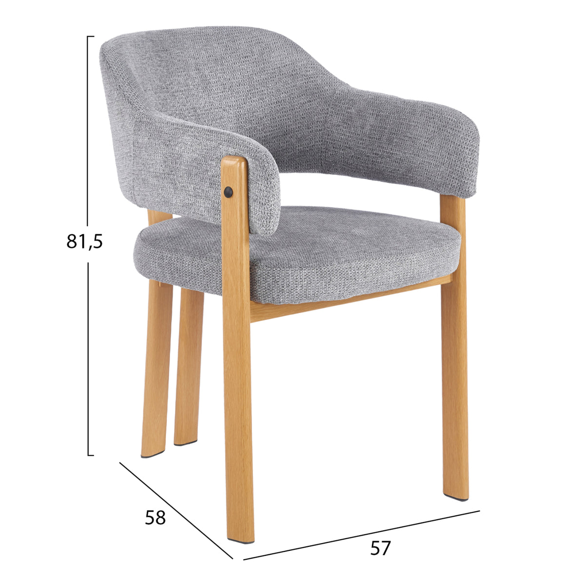 Dining Chair Direno Hm18477.01 Grey Fabric--metal Legs In Natural Heat Transfer 57x58x81.5hcm.