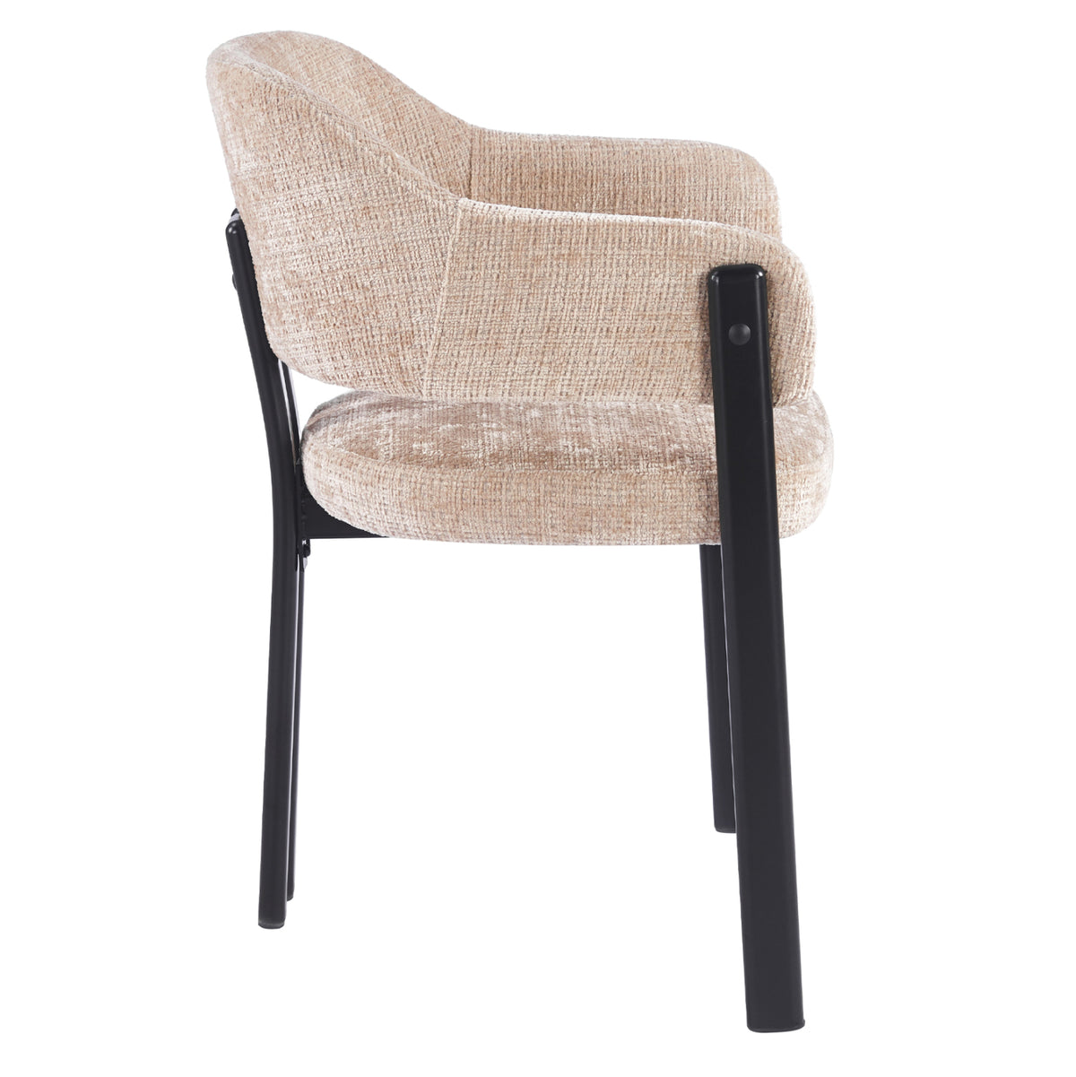Dining Chair Direno Hm18477.12 Beige Fabric--metal Legs In Black 57x58x81.5hcm.