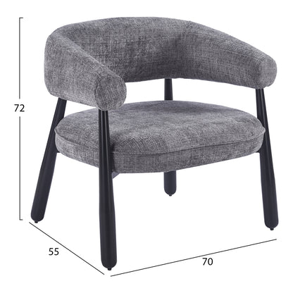 Armchair Kern Hm18478.02 Grey Fabric--metal Legs In Black 70x64x72hcm.